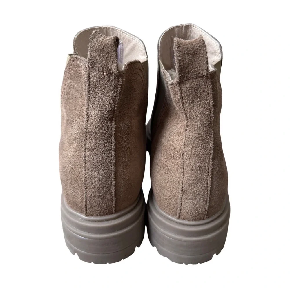 Steve Madden Marceline Taupe Suede Lug Sole Chelsea Ankle Boots Womens 10